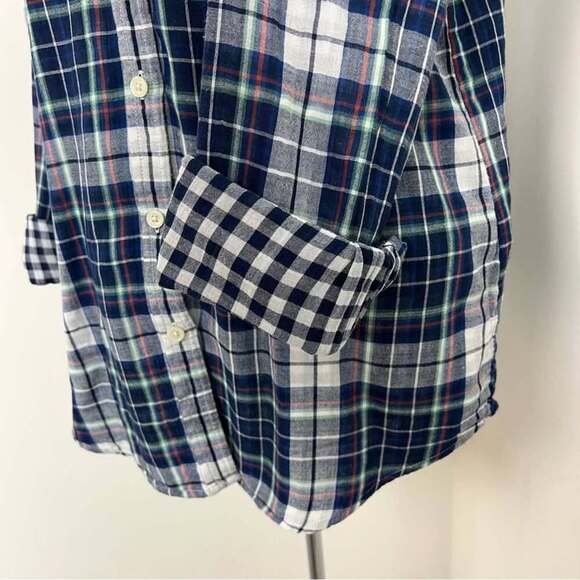 Banana Republic Soft Wash Plaid Blue White Red Collar Shirt Size Small - Picture 7 of 10